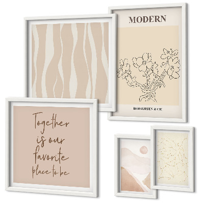 Tavelvägg med 5 tavlor Modern minimalistisk stiluppsättning