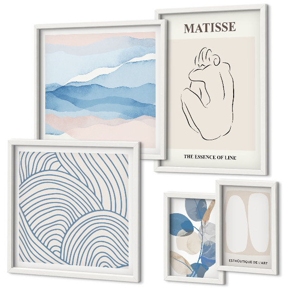 Set om 5 tavlor Snygg abstrakt naturgrafik