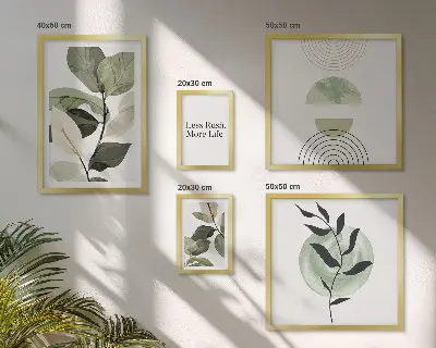 Tavelvägg med 5 tavlor snygg grafik för växtinteriör