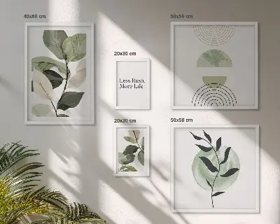 Tavelvägg med 5 tavlor snygg grafik för växtinteriör