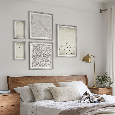 Tavelvägg med 5 tavlor Minimalistisk fågelmålning
