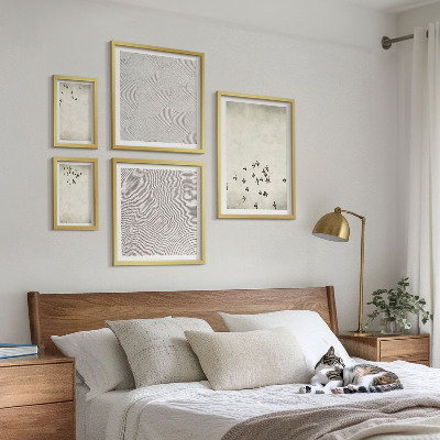 Tavelvägg med 5 tavlor Minimalistisk fågelmålning