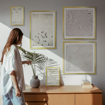 Tavelvägg med 5 tavlor Minimalistisk fågelmålning