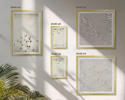 Minimalistisk fågelmålning tavelvägg med 5 tavlor