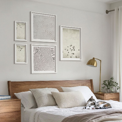 Tavelvägg med 5 tavlor Minimalistisk fågelmålning
