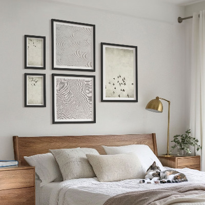 Tavelvägg med 5 tavlor Minimalistisk fågelmålning