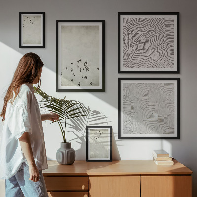 Tavelvägg med 5 tavlor Minimalistisk fågelmålning