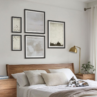 Set om 5 tavlor Minimalistiska fåglar i flykt