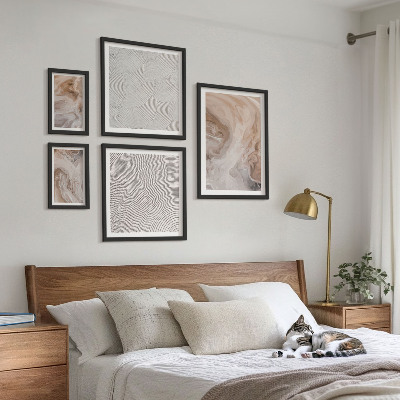 Tavelvägg med 5 tavlor Marmor sten texturmönster