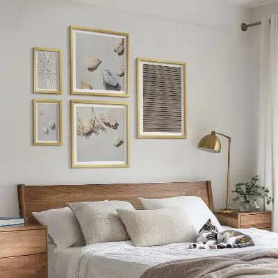 Tavelset med 5 delar naturliga texturer med trä och sten