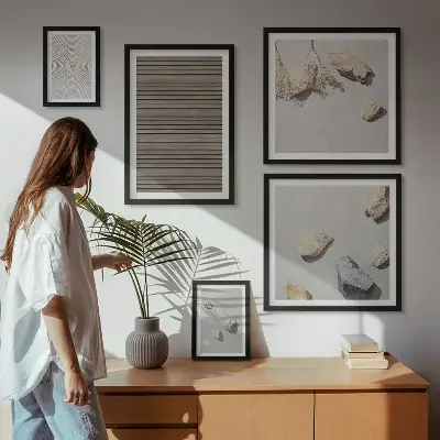Tavelset med 5 delar naturliga texturer med trä och sten