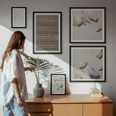 Set om 5 tavlor Naturliga texturer trästenar