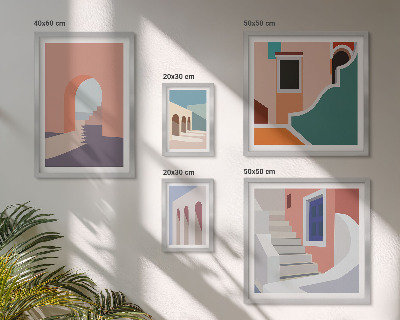 Väggdekoration tavelset Pastell arkitektonisk grafik