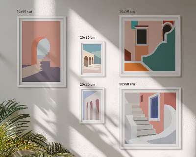 Väggdekoration tavelset Pastell arkitektonisk grafik