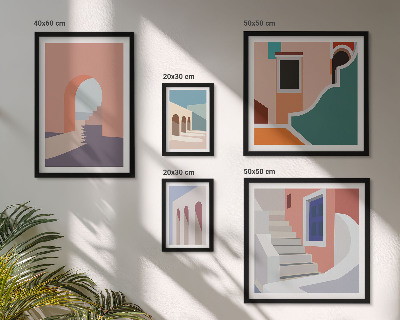 Väggdekoration tavelset Pastell arkitektonisk grafik