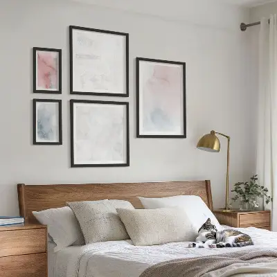 Pastellfärgade akvarelltexturer set om 5 tavlor