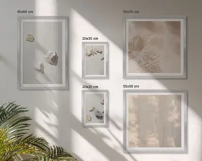 Väggdekoration tavelset med boho motiv av stenar och strand