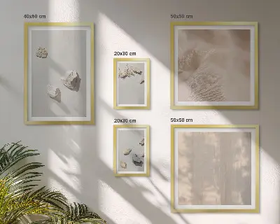 Väggdekoration tavelset med boho motiv av stenar och strand