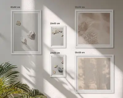 Väggdekoration tavelset med boho motiv av stenar och strand