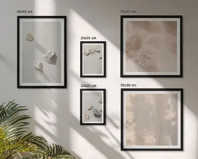 Väggdekoration tavelset med boho motiv av stenar och strand
