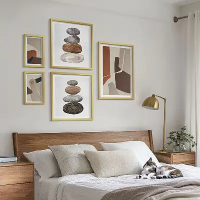 Abstrakt boho tavlor set om 5 stycken