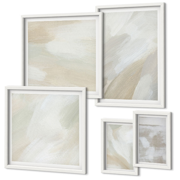 Tavelvägg med 5 tavlor Abstrakt färg med en pensel