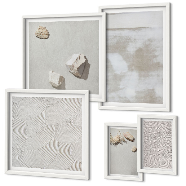 Set om 5 tavlor Sandstenar boho textur