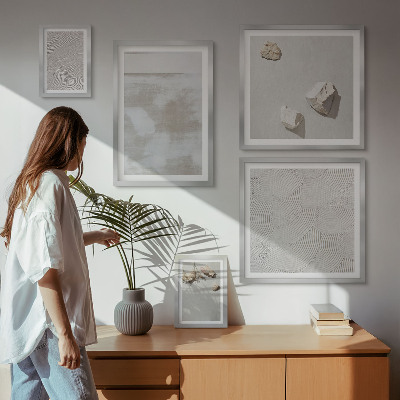Set om 5 tavlor Sandstenar boho textur