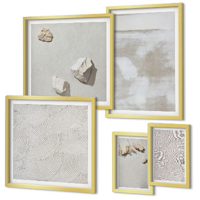 Set om 5 tavlor Sandstenar boho textur