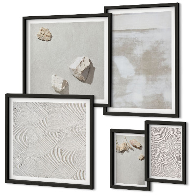 Set om 5 tavlor Sandstenar boho textur