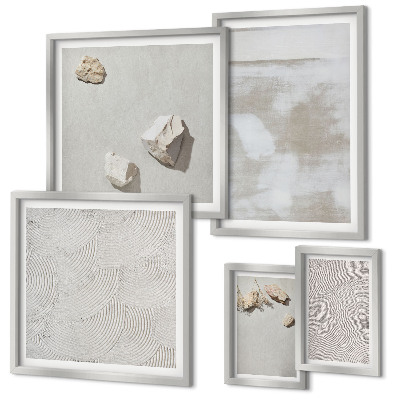 Set om 5 tavlor Sandstenar boho textur