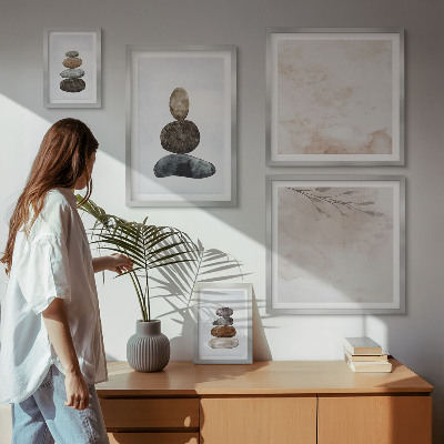 Väggdekoration tavelset Boho målning med stenar