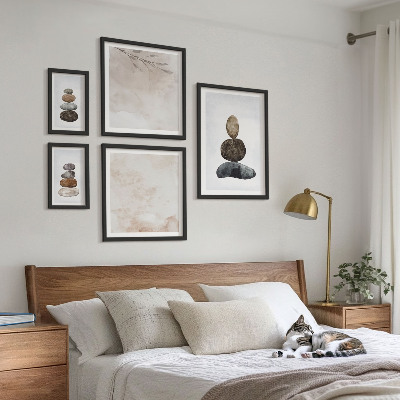 Väggdekoration tavelset Boho målning med stenar