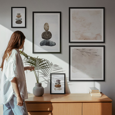 Väggdekoration tavelset Boho målning med stenar