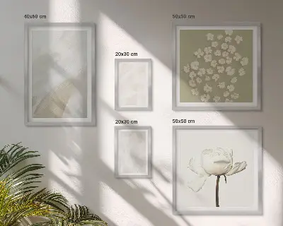 Tavelset väggdekoration med moderiktiga blommiga boho-texturer