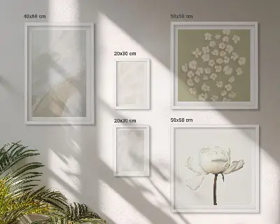 Tavelset väggdekoration med moderiktiga blommiga boho-texturer