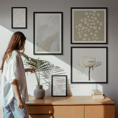 Väggdekoration tavelset Blommor moderiktiga boho texturer