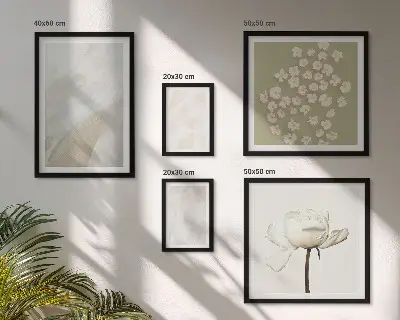 Tavelset väggdekoration med moderiktiga blommiga boho-texturer