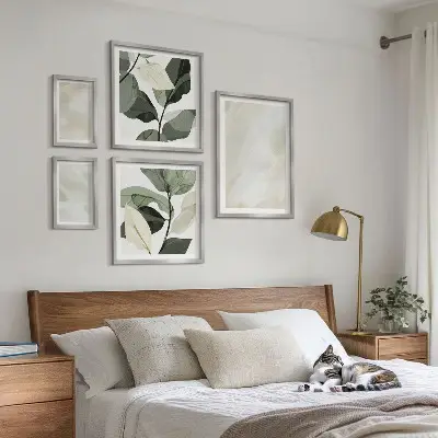 Abstrakt tavla i bohemisk stil set med 5 delar i ljusa färger