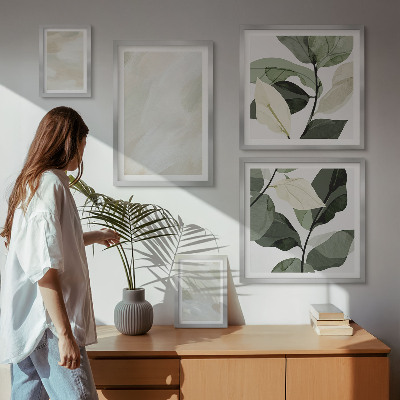 Set om 5 tavlor Ljusa färger abstrakt boho