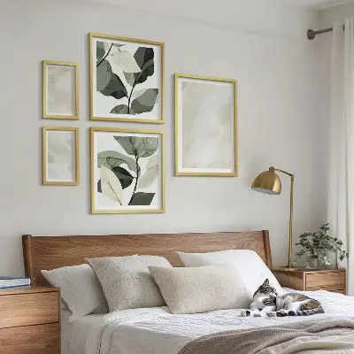 Abstrakt tavla i bohemisk stil set med 5 delar i ljusa färger