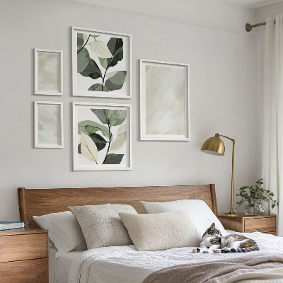 Set om 5 tavlor Ljusa färger abstrakt boho