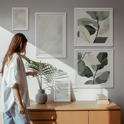 Set om 5 tavlor Ljusa färger abstrakt boho