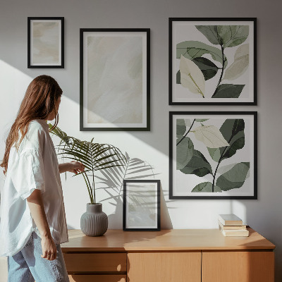 Set om 5 tavlor Ljusa färger abstrakt boho