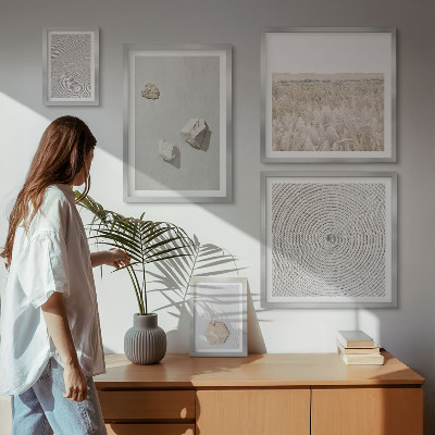 Tavelvägg med 5 tavlor Ljusa boho sandtexturer