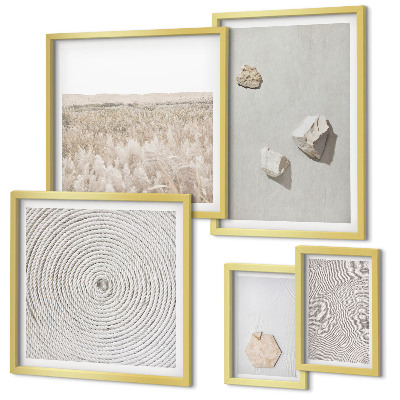 Tavelvägg med 5 tavlor Ljusa boho sandtexturer