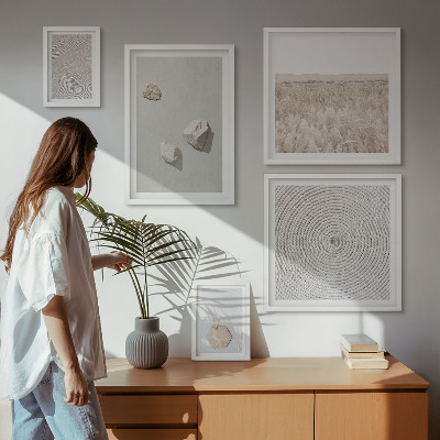Tavelvägg med 5 tavlor Ljusa boho sandtexturer