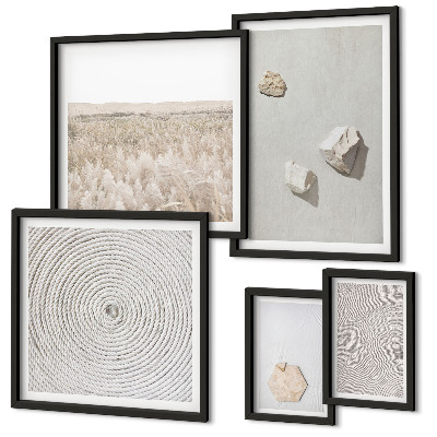 Tavelvägg med 5 tavlor Ljusa boho sandtexturer