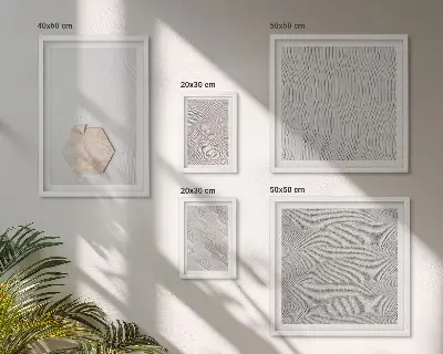 Tavelset väggdekoration med ljusa sandtexturer i boho-stil