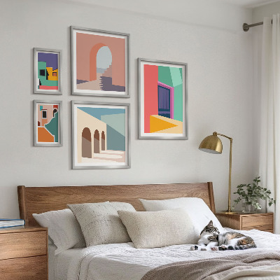 Väggdekoration tavelset Färgglada illustrationer av staden